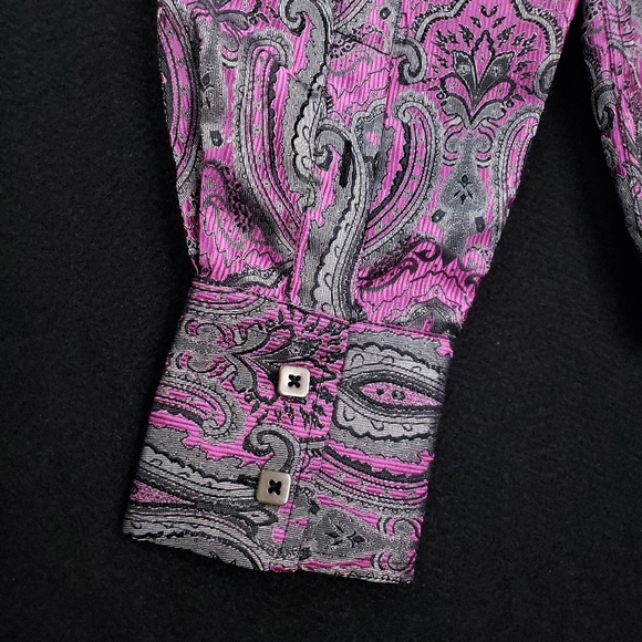 Angelino for Bermuda Flip Cuffs Paisley Western Button Front Long Sleeve Shirt - Picture 8 of 12